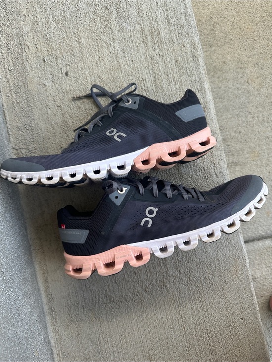 On Running Shoes - On Running Women's Athletic Shoes in Black with Pink Midsole